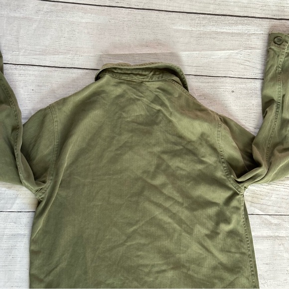 TopShop army green button jacket distressed shacket size 4 small - Picture 8 of 11